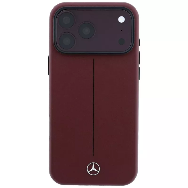 Mercedes Mer008834 Leather Semi Wrap Iconic Line MagSafe case for iPhone 18 Pro / 17 Pro, burgundy