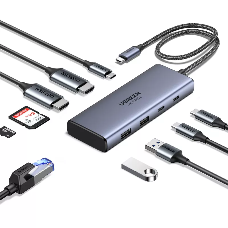 Ugreen CM498 USB hub, 1x USB-C PD, 2x USB-C, 2x USB-A 3.2 Gen2 (45379)