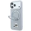 Karl Lagerfeld KF003229 case with 360 ring stand Karl & Choupette Heads Pin MagSafe for iPhone 18 Pro / 17 Pro, grey