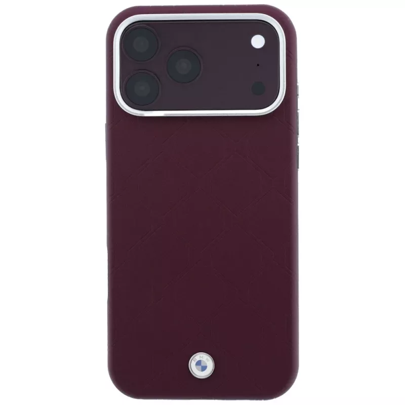 BMW BMW001224 Sign Deboss Quilted Metal Logo MagSafe case for iPhone 18 Pro Max / 17 Pro Max, burgundy