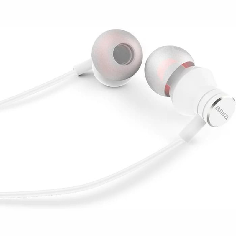 AIWA ESTM-50WT in-ear stereo headphones with microphone, white