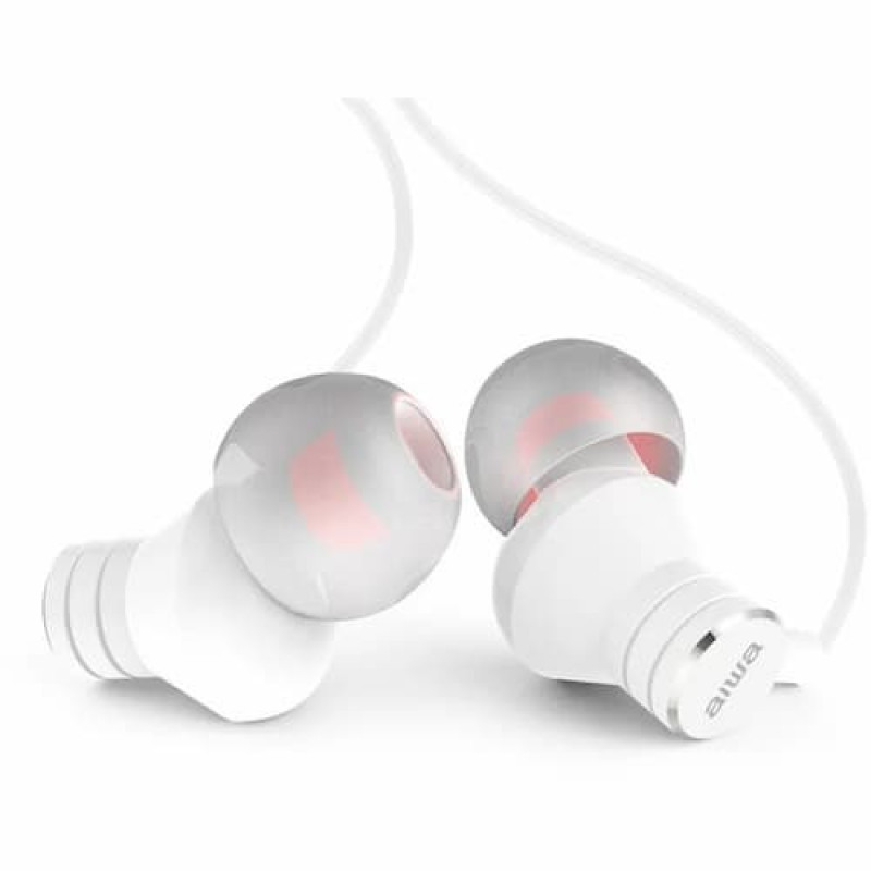 AIWA ESTM-50WT in-ear stereo headphones with microphone, white