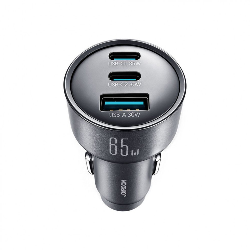 Joyroom JR-CCN19 car charger, 65 W, 2x USB-C + USB-A, dark grey