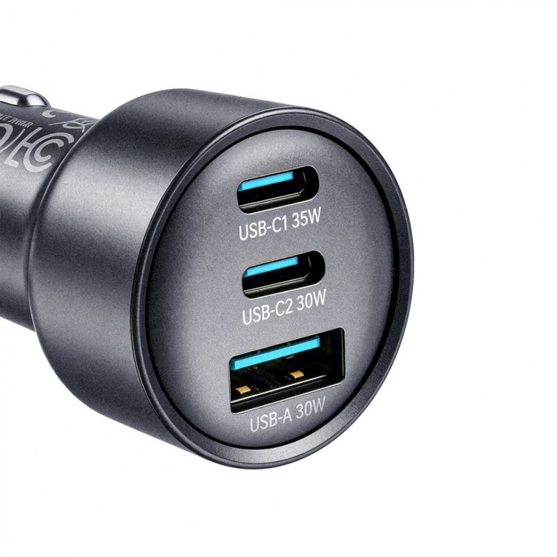 Joyroom JR-CCN19 car charger, 65 W, 2x USB-C + USB-A, dark grey
