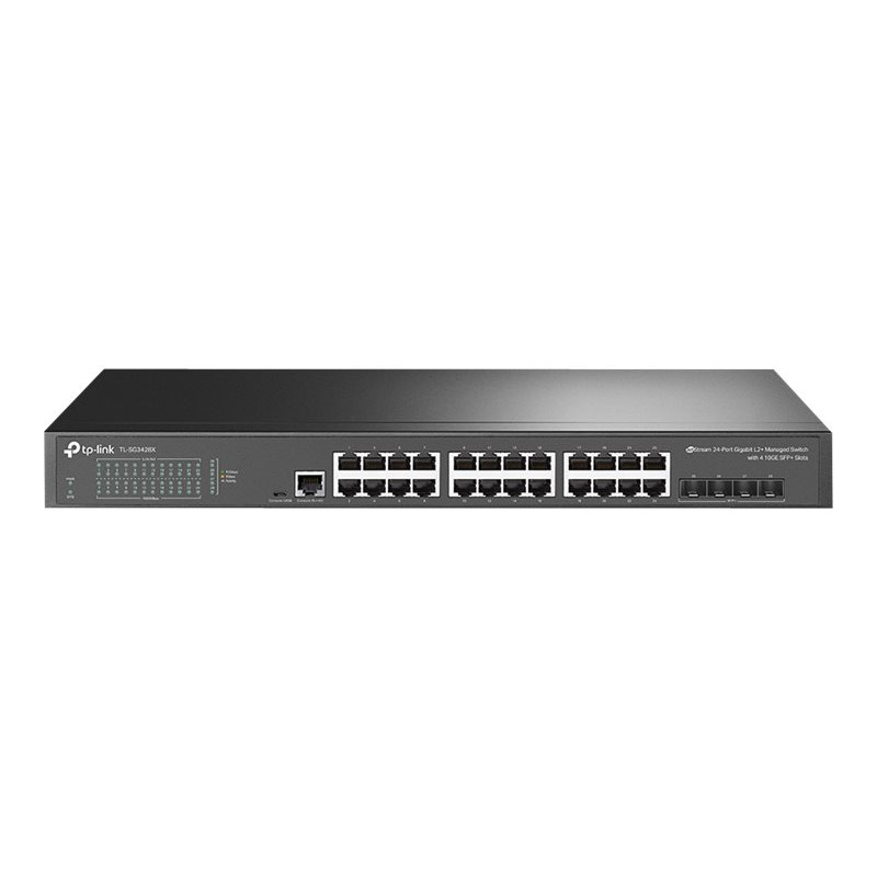 TP-Link SG3428X 24-port 10/100/1000 Mbps managed L2+ switch, 4 SFP+ ports, rackmountable