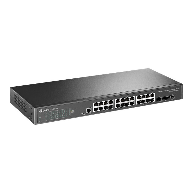 TP-Link SG3428X 24-port 10/100/1000 Mbps managed L2+ switch, 4 SFP+ ports, rackmountable