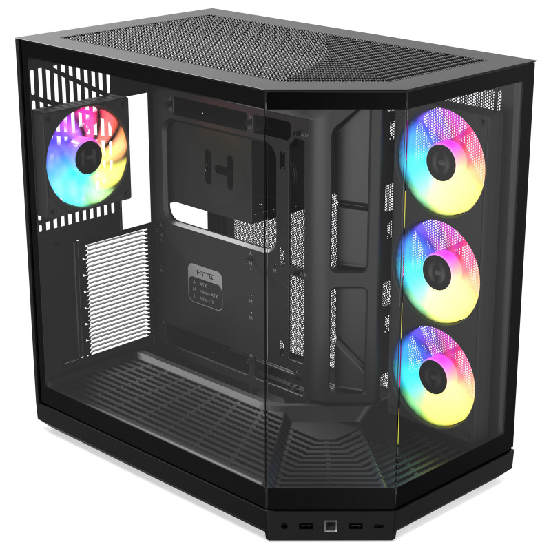 HYTE Y50 Pitch Black computer case, tempered glass x 3