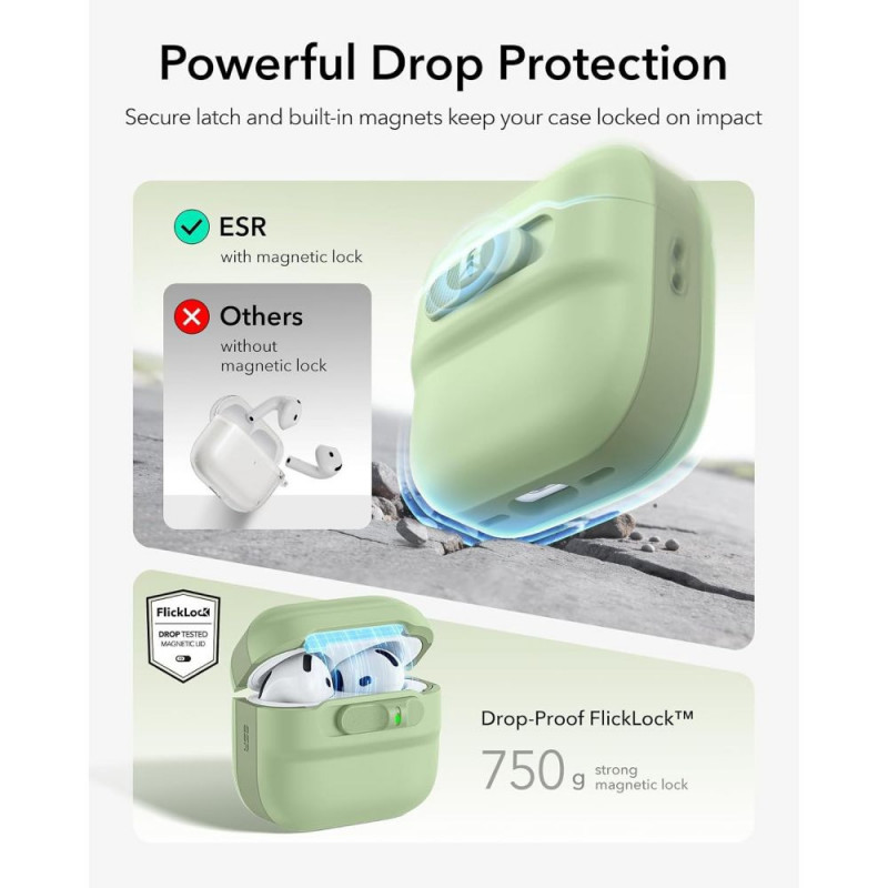 ESR Pulse HaloLock MagSafe case for Apple AirPods 4 / 5, light green