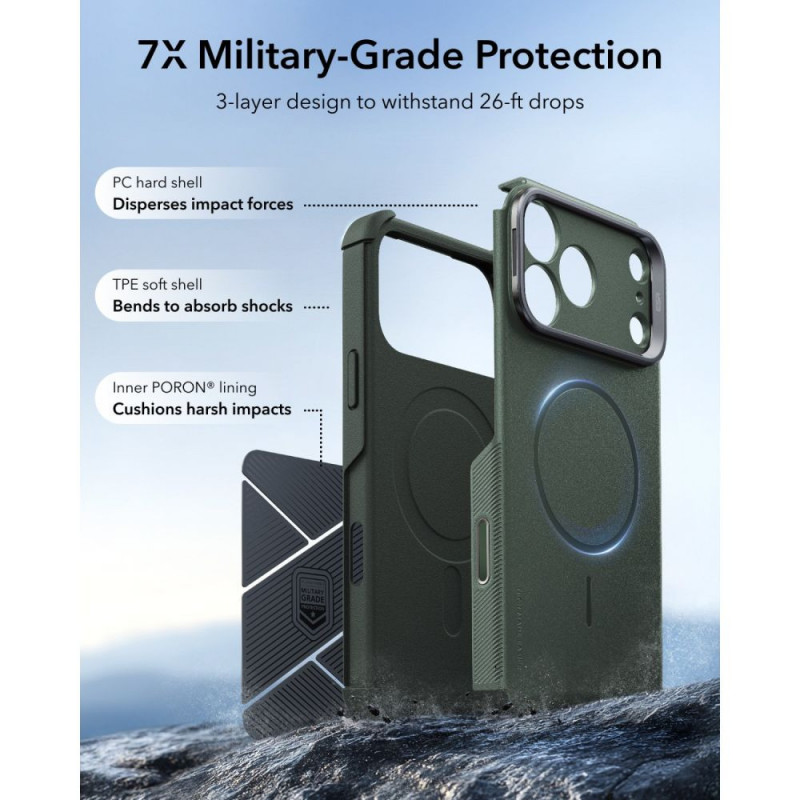 ESR Cyber Tough Kickstand MagSafe case for Apple iPhone 17 Pro / 18 Pro, green