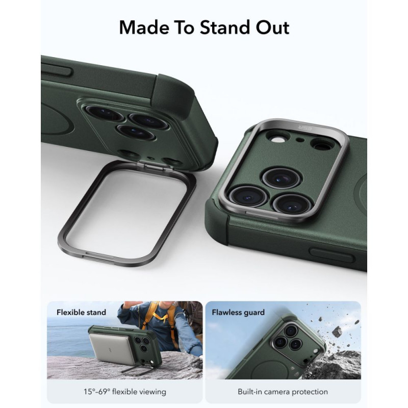 ESR Cyber Tough Kickstand MagSafe case for Apple iPhone 17 Pro / 18 Pro, green