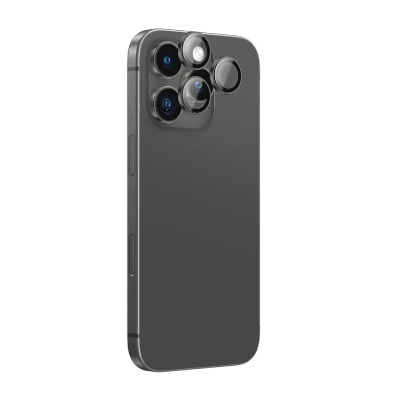 AmazingThing AR Aluminum 3 Lens Glass camera lens protector with frame for iPhone 16 Pro / 16 Pro Max, black
