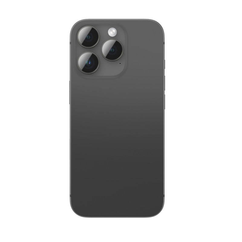 AmazingThing AR Aluminum 3 Lens Glass camera lens protector with frame for iPhone 16 Pro / 16 Pro Max, black