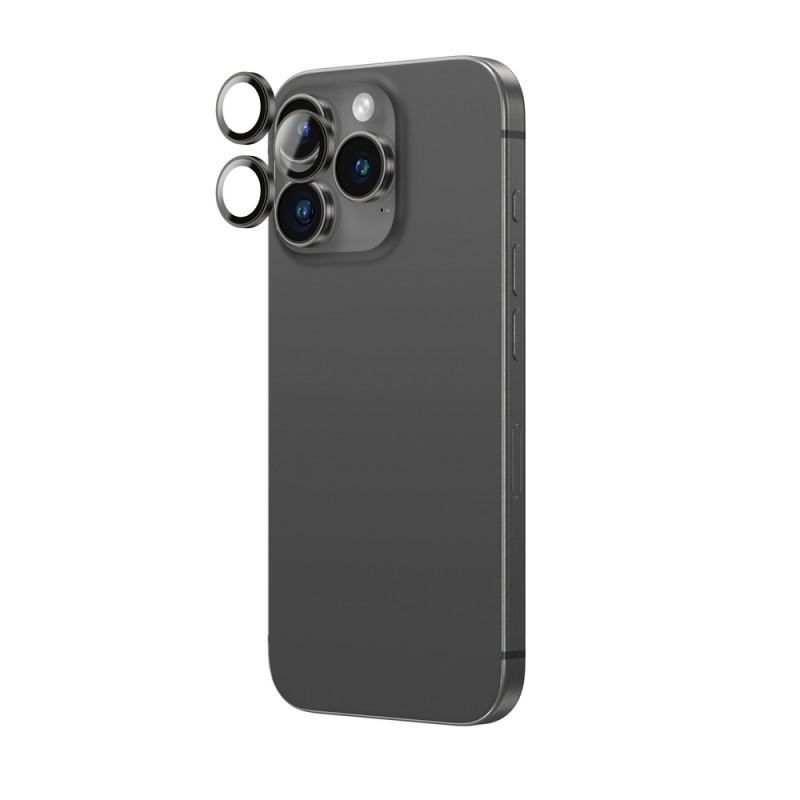 AmazingThing AR Aluminum 3 Lens Glass camera lens protector with frame for iPhone 16 Pro / 16 Pro Max, black