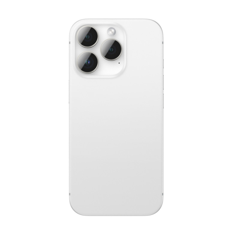 AmazingThing AR Aluminum 3 Lens Glass camera lens protector with frame for iPhone 16 Pro / 16 Pro Max, silver