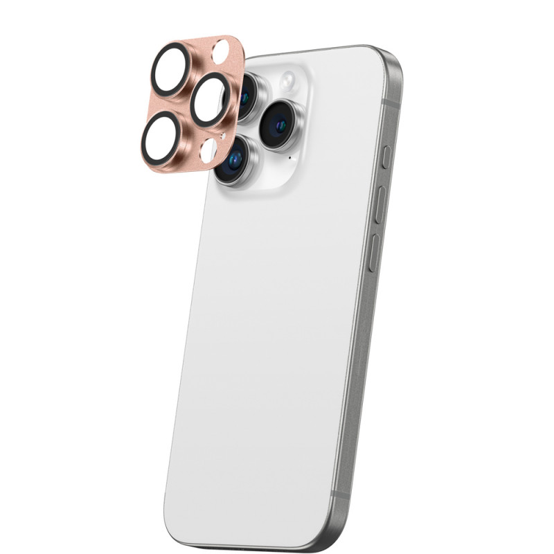 AmazingThing Aviation-Grade Alloy tempered glass camera lens protector for iPhone 16 Pro / 16 Pro Max, rose gold