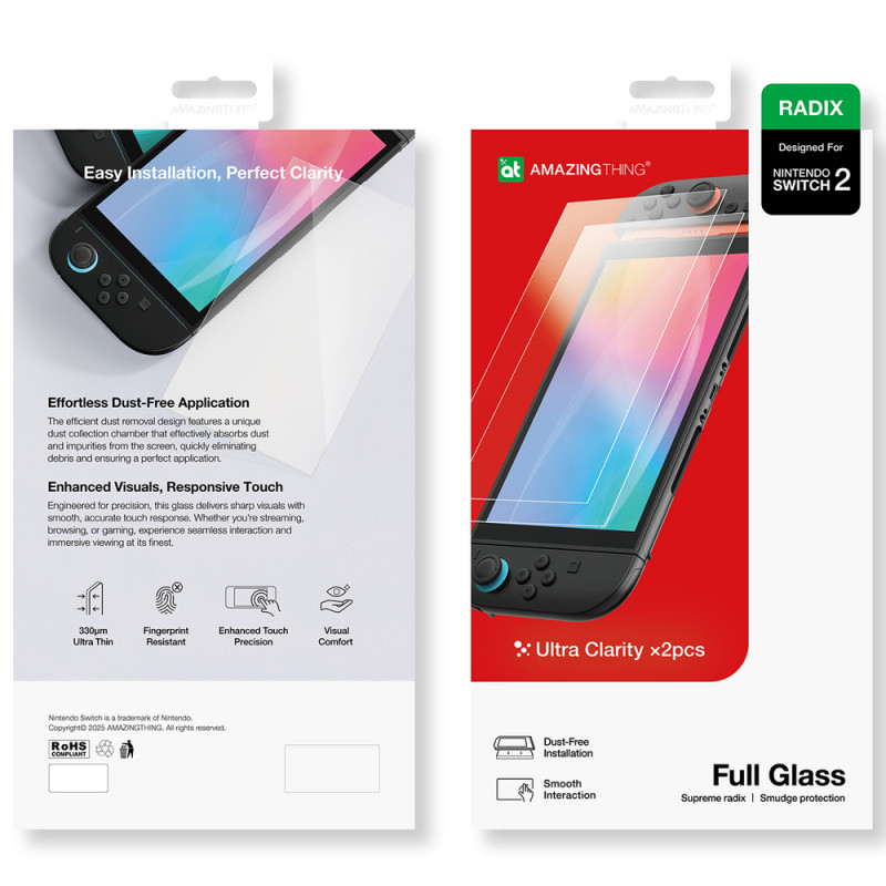 AmazingThing Radix Full Glass tempered glass for Nintendo Switch 2 (2 pcs)