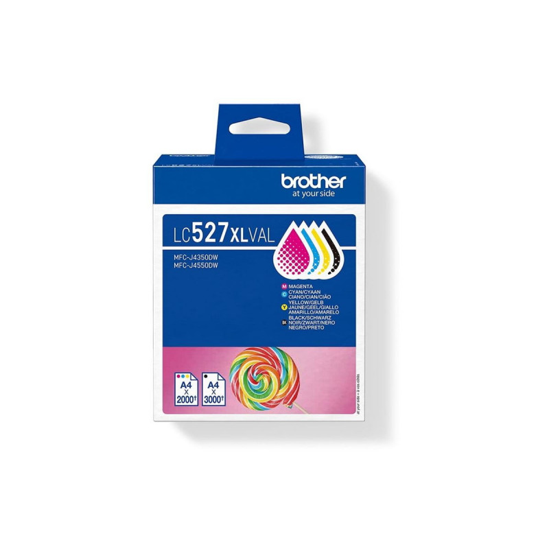 Brother LC527XLVAL ink cartridge value pack (4 pcs), high yield, black, yellow, cyan, magenta