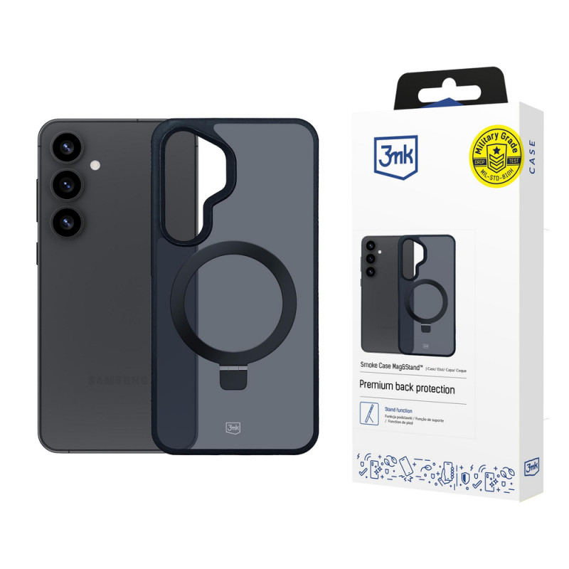3MK Smoke Case Mag&Stand smartphone case for Samsung Galaxy S25+, black