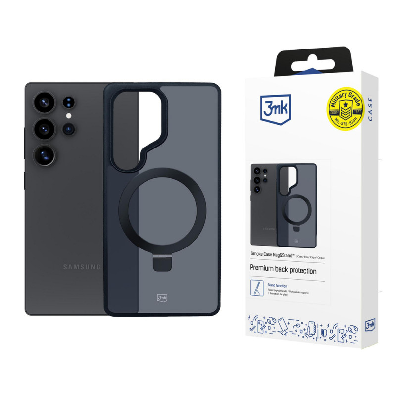 3MK Smoke Case Mag&Stand smartphone case for Samsung Galaxy S25 Ultra, black