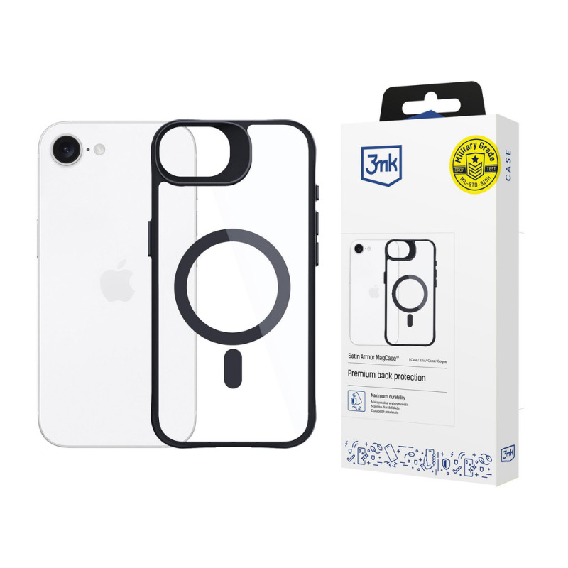 3MK Satin Armor MagCase case for Apple iPhone 17e / 16e, transparent