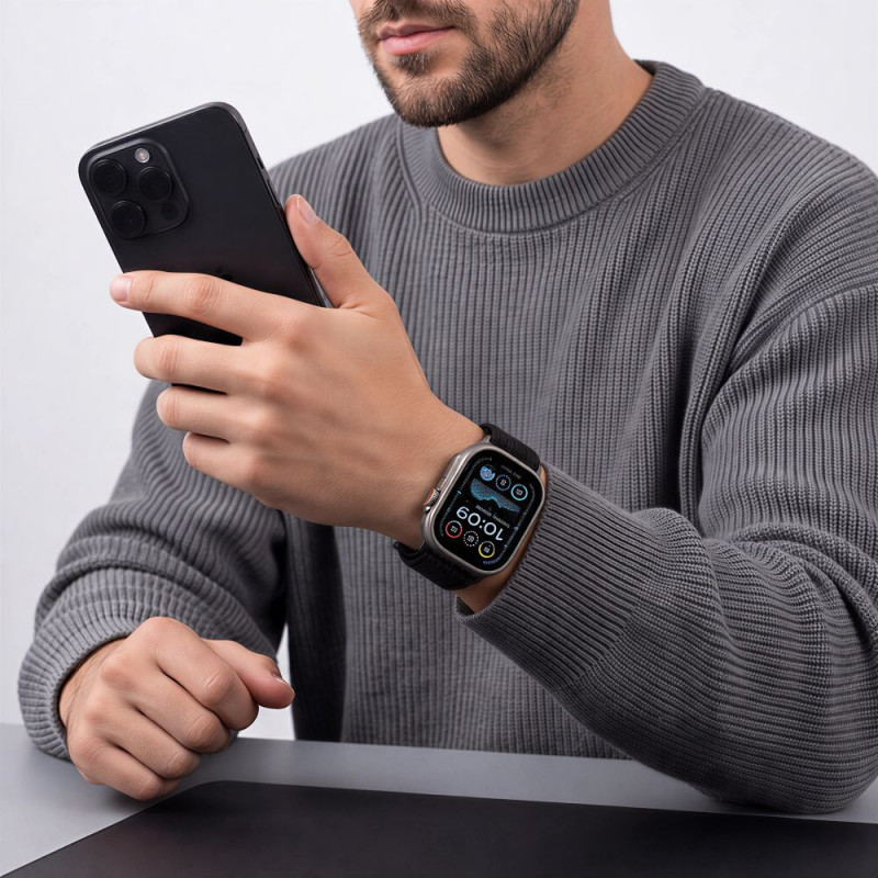 Tech-Protect Nylon Sport strap for Apple Watch 44/45/46/49 mm, Black