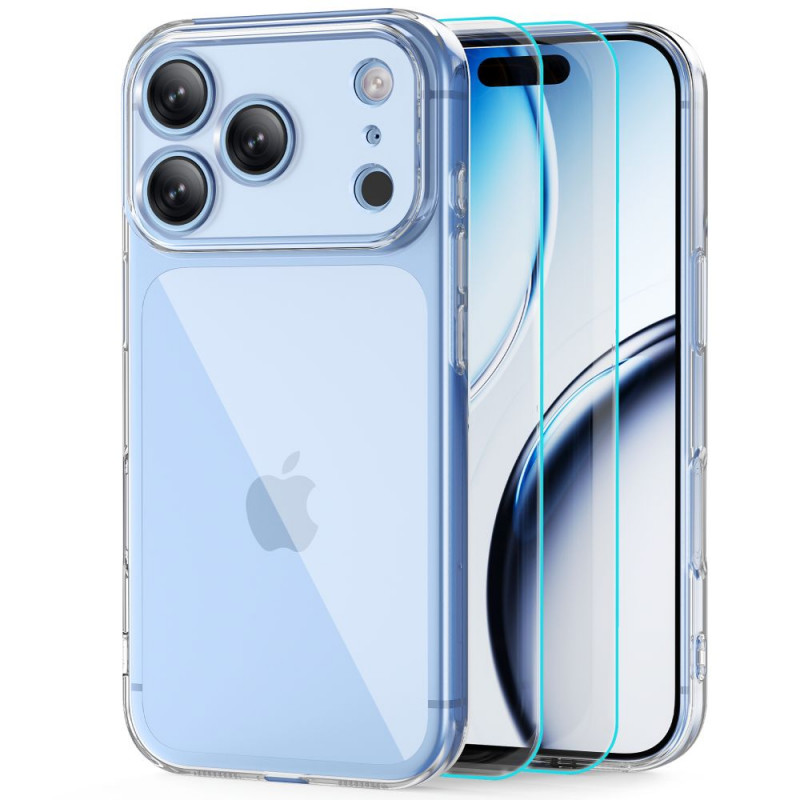 Tech-Protect FlexAir + Glass case with tempered glass (2 pcs) for Apple iPhone 17 Pro / 18 Pro, clear