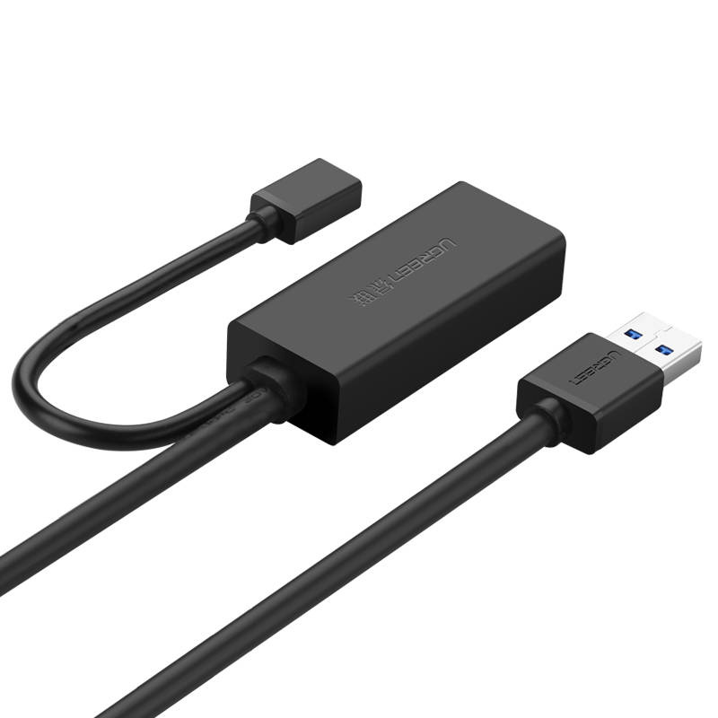 UGREEN US175 USB 3.0 extension cable with micro USB power port, 5 m, black