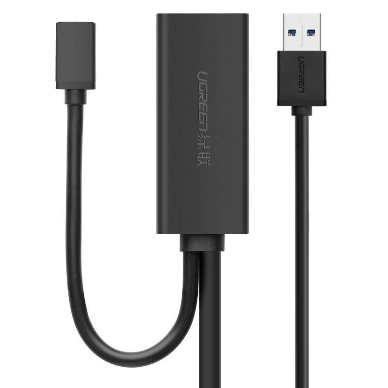 UGREEN US175 USB 3.0 extension cable with micro USB power port, 5 m, black