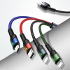 USAMS U26 SJ413USB01 (US-SJ413) 4-in-1 braided nylon cable, 3 m, 2 A (2x Lightning/microUSB/USB-C)