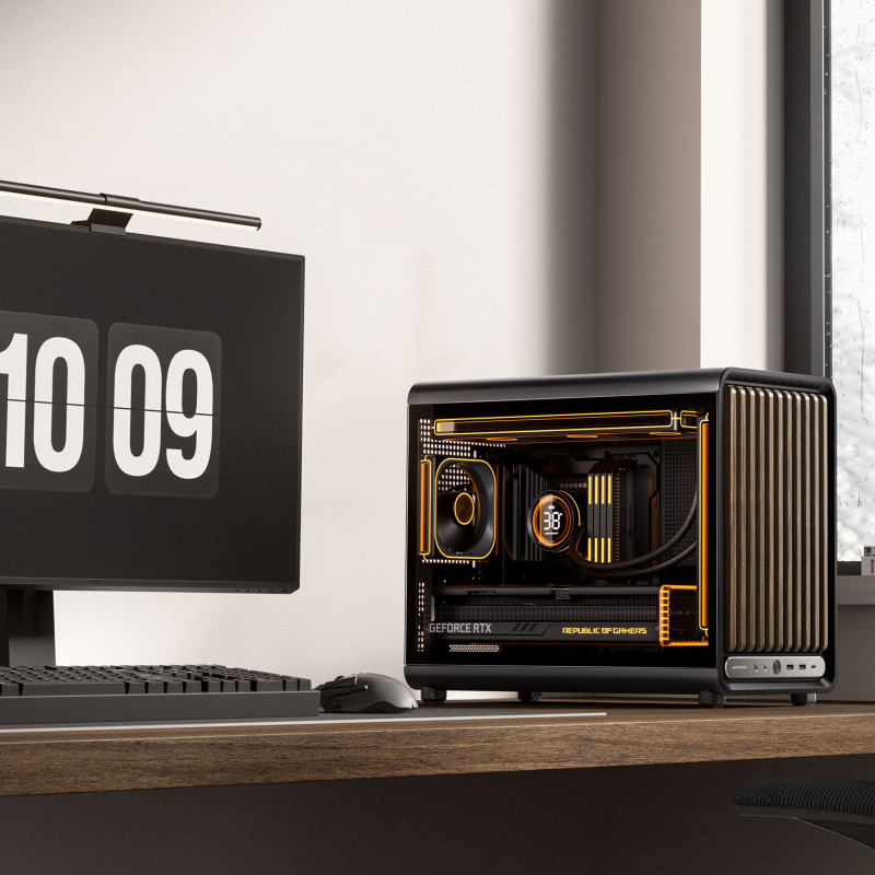 Jonsbo D33 Wood PC case, Micro-ATX, mATX, tempered glass, black, wood