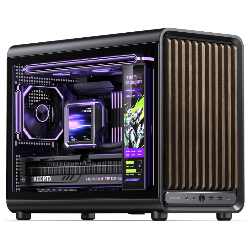 Jonsbo D33 Wood PC case, Micro-ATX, mATX, tempered glass, black, wood