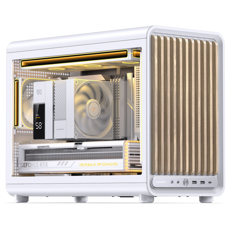 Jonsbo D33 Wood PC case, mini case, mATX, tempered glass, white, wood (D33 WD/WHITE)