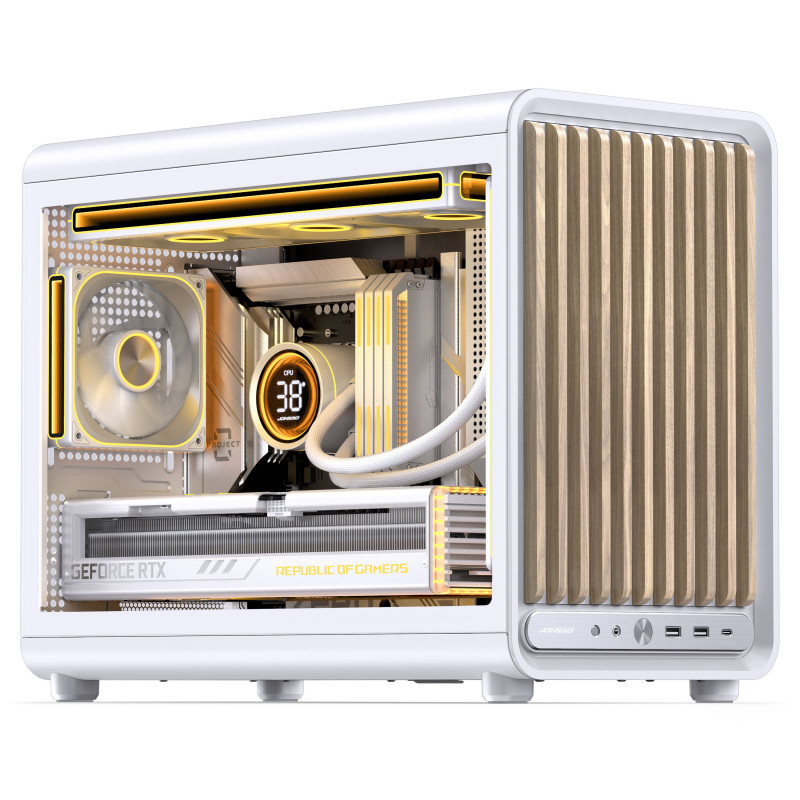 Jonsbo D33 Wood PC case, mini case, mATX, tempered glass, white, wood (D33 WD/WHITE)