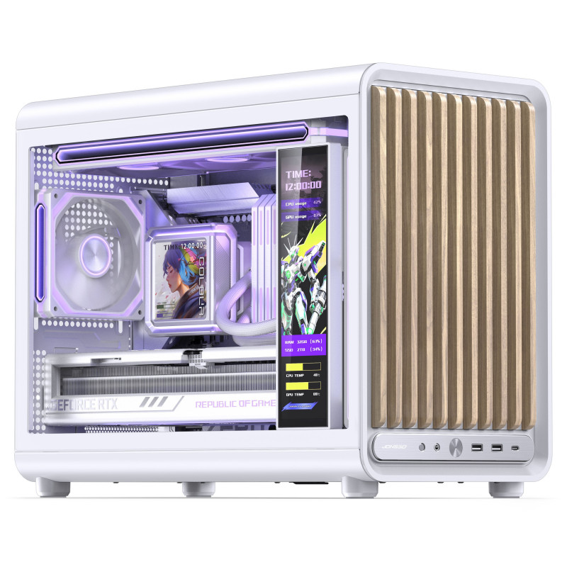 Jonsbo D33 Wood PC case, mini case, mATX, tempered glass, white, wood (D33 WD/WHITE)