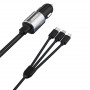 Dudao R5ProN car charger with built-in 3-in-1 cable (Lightning / USB-C / micro USB), 3.4 A, 1 m, black