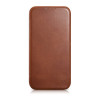 iCarer CE Oil Wax Premium Leather Folio Case for iPhone 14 Plus, magnetic flip, MagSafe, brown (AKI14220707-BN)