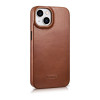 iCarer CE Oil Wax Premium Leather Folio Case for iPhone 14 Plus, magnetic flip, MagSafe, brown (AKI14220707-BN)