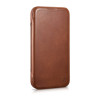 iCarer CE Oil Wax Premium Leather Folio Case for iPhone 14 Plus, magnetic flip, MagSafe, brown (AKI14220707-BN)
