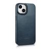 iCarer CE Oil Wax Premium Leather Folio Case for iPhone 14 Plus, magnetic flip, MagSafe, blue (AKI14220707-BU)
