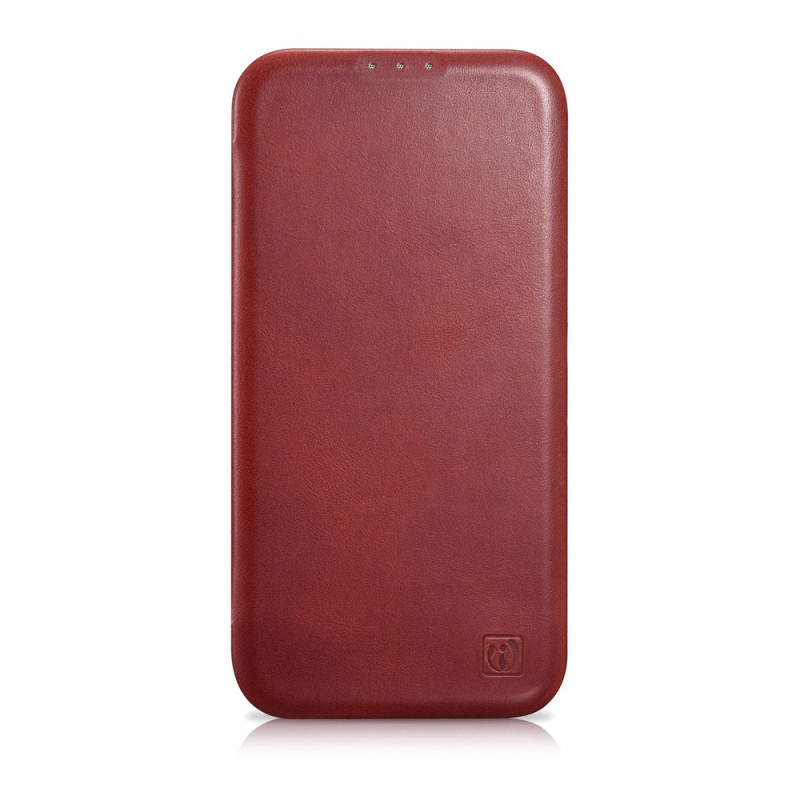 iCarer CE Oil Wax Premium Leather Folio Case for iPhone 14 Plus, magnetic flip, MagSafe, red (AKI14220707-RD)