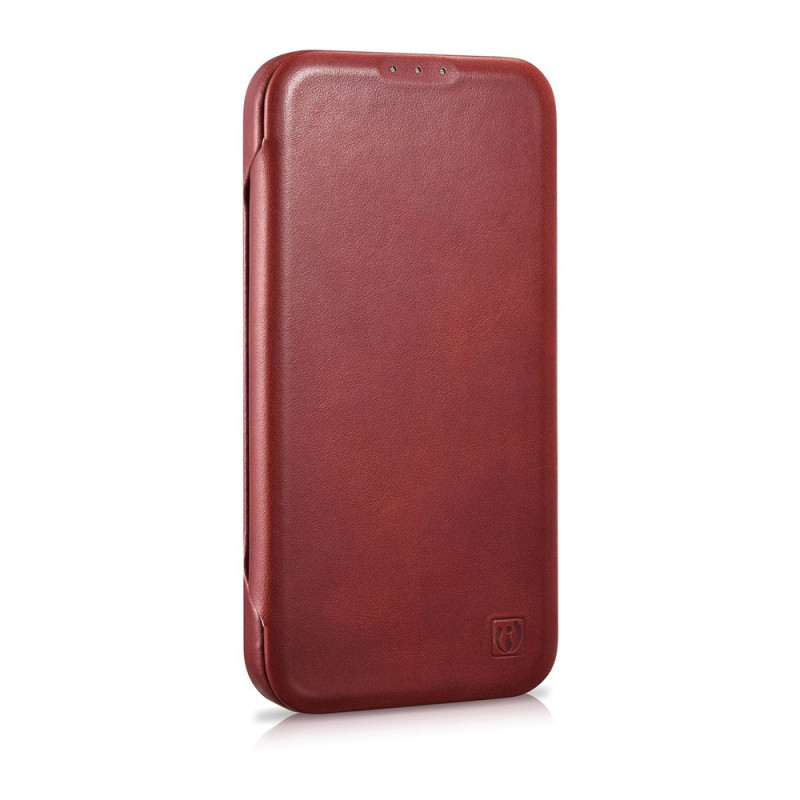 iCarer CE Oil Wax Premium Leather Folio Case for iPhone 14 Plus, magnetic flip, MagSafe, red (AKI14220707-RD)