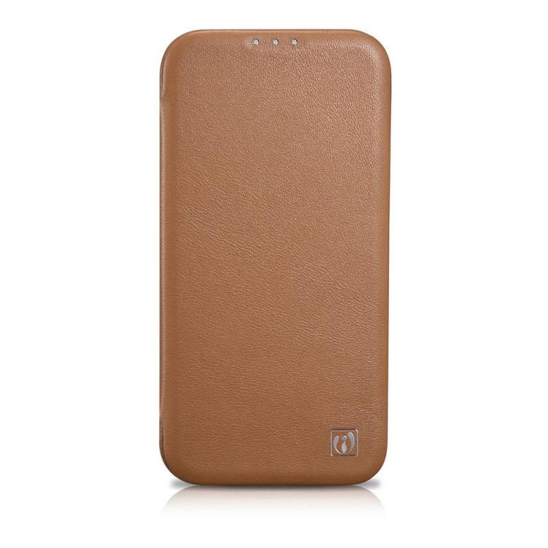 iCarer CE Premium Leather Folio Case for iPhone 14 Plus, magnetic flip, MagSafe, brown (WMI14220715-BN)