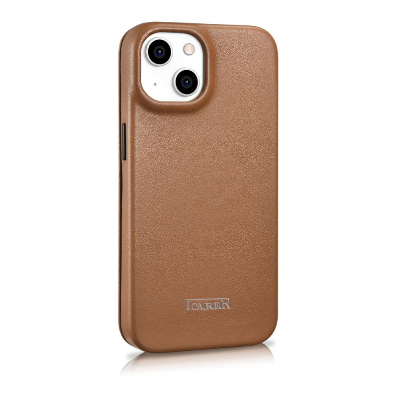 iCarer CE Premium Leather Folio Case for iPhone 14 Plus, magnetic flip, MagSafe, brown (WMI14220715-BN)