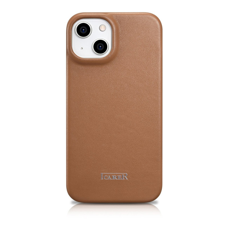 iCarer CE Premium Leather Folio Case for iPhone 14 Plus, magnetic flip, MagSafe, brown (WMI14220715-BN)