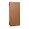 iCarer CE Premium Leather Folio Case for iPhone 14 Plus, magnetic flip, MagSafe, brown (WMI14220715-BN)