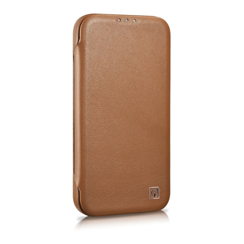 iCarer CE Premium Leather Folio Case for iPhone 14 Plus, magnetic flip, MagSafe, brown (WMI14220715-BN)