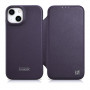 iCarer CE Premium Leather Folio Case for iPhone 14 Plus, magnetic flip, MagSafe, dark purple (WMI14220715-DP)