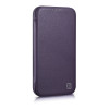 iCarer CE Premium Leather Folio Case for iPhone 14 Plus, magnetic flip, MagSafe, dark purple (WMI14220715-DP)