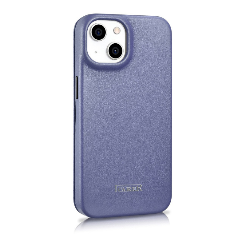 iCarer CE Premium Leather Folio Case for Apple iPhone 14 Plus / 15 Plus, MagSafe, light purple (ICR413)