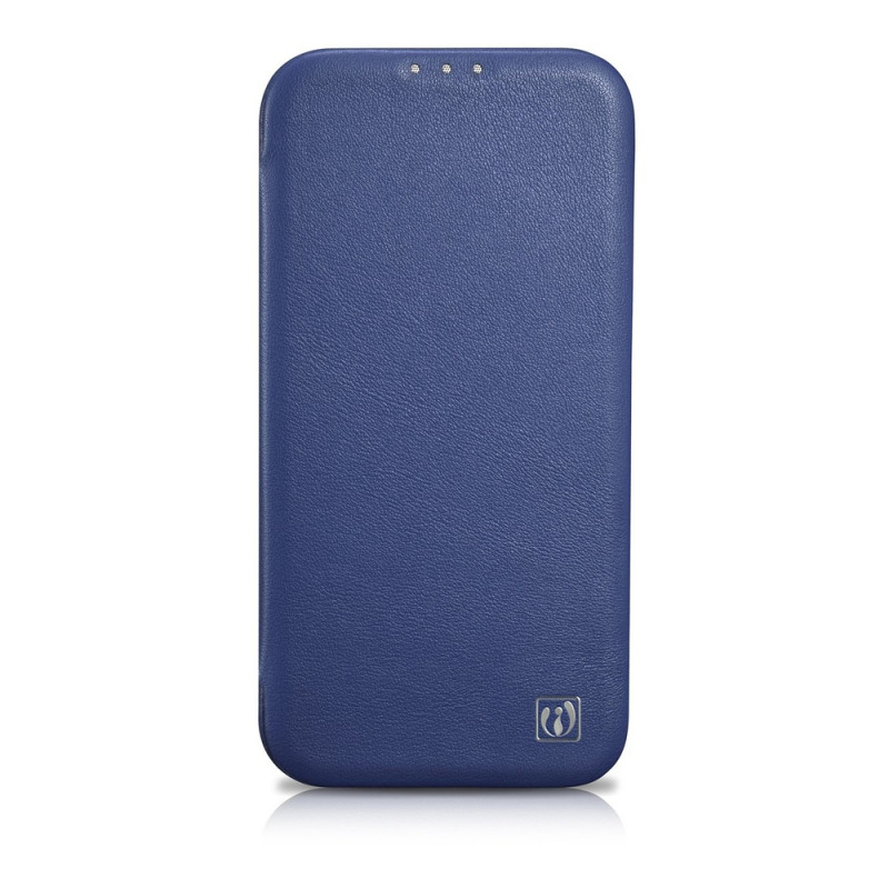 iCarer CE Premium Leather Folio Case for iPhone 14 Plus, magnetic flip, MagSafe, blue (WMI14220715-BU)